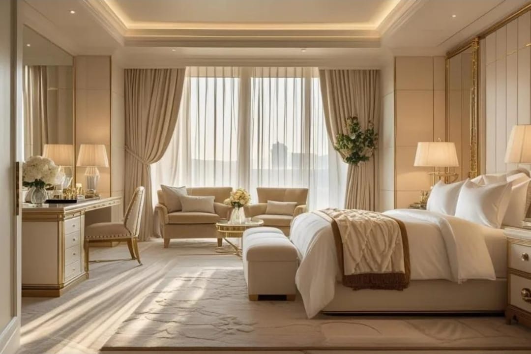 Hochwertiges Schlafzimmer einer Ferienimmobilie